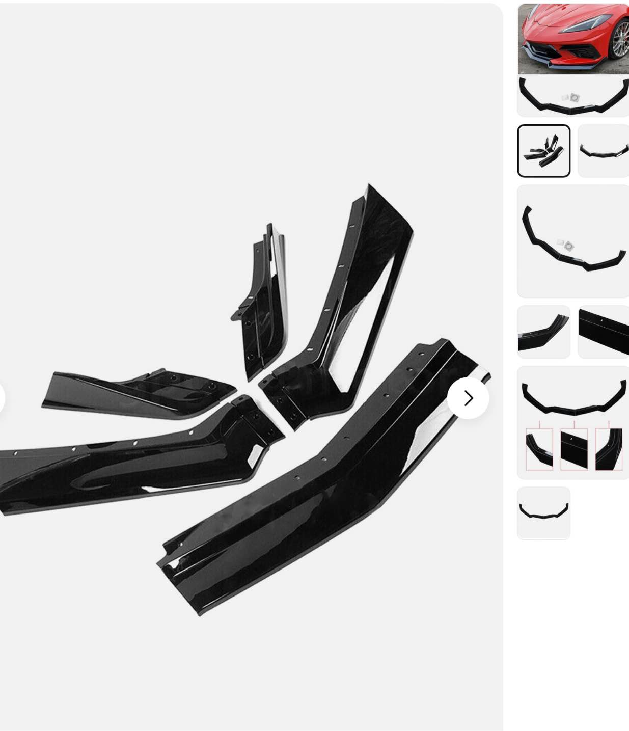 Front Splitter Bumper Lip Spoiler For Corvette C8 2-Door 2020-2023 GLOSS BLACK