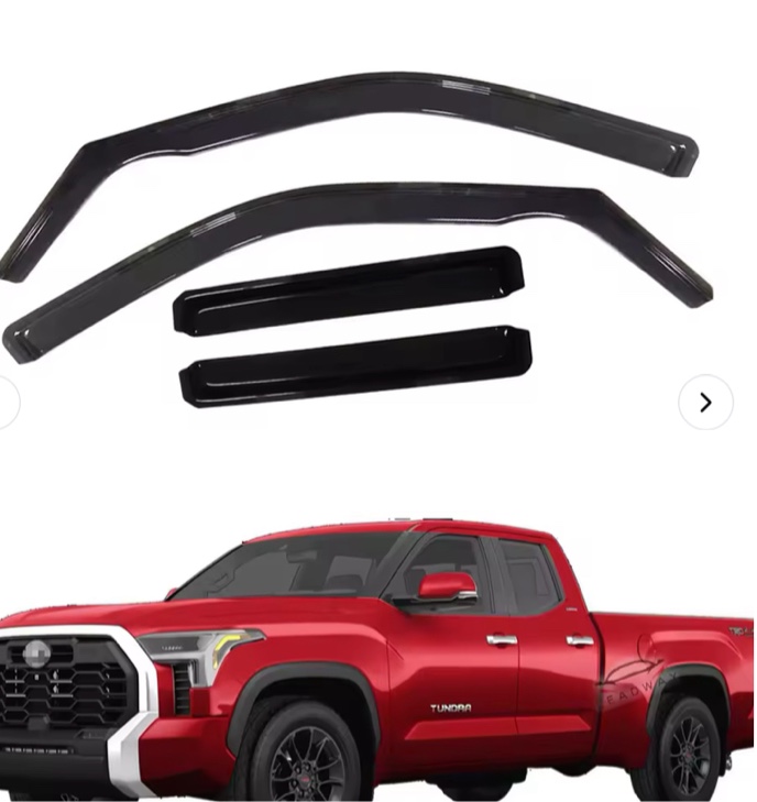 2022-2025 Toyota Tundra Custom In-Channel Double Cab Rain Guards Auto Accessories Window Visor Shield Sun Deflector for Cars