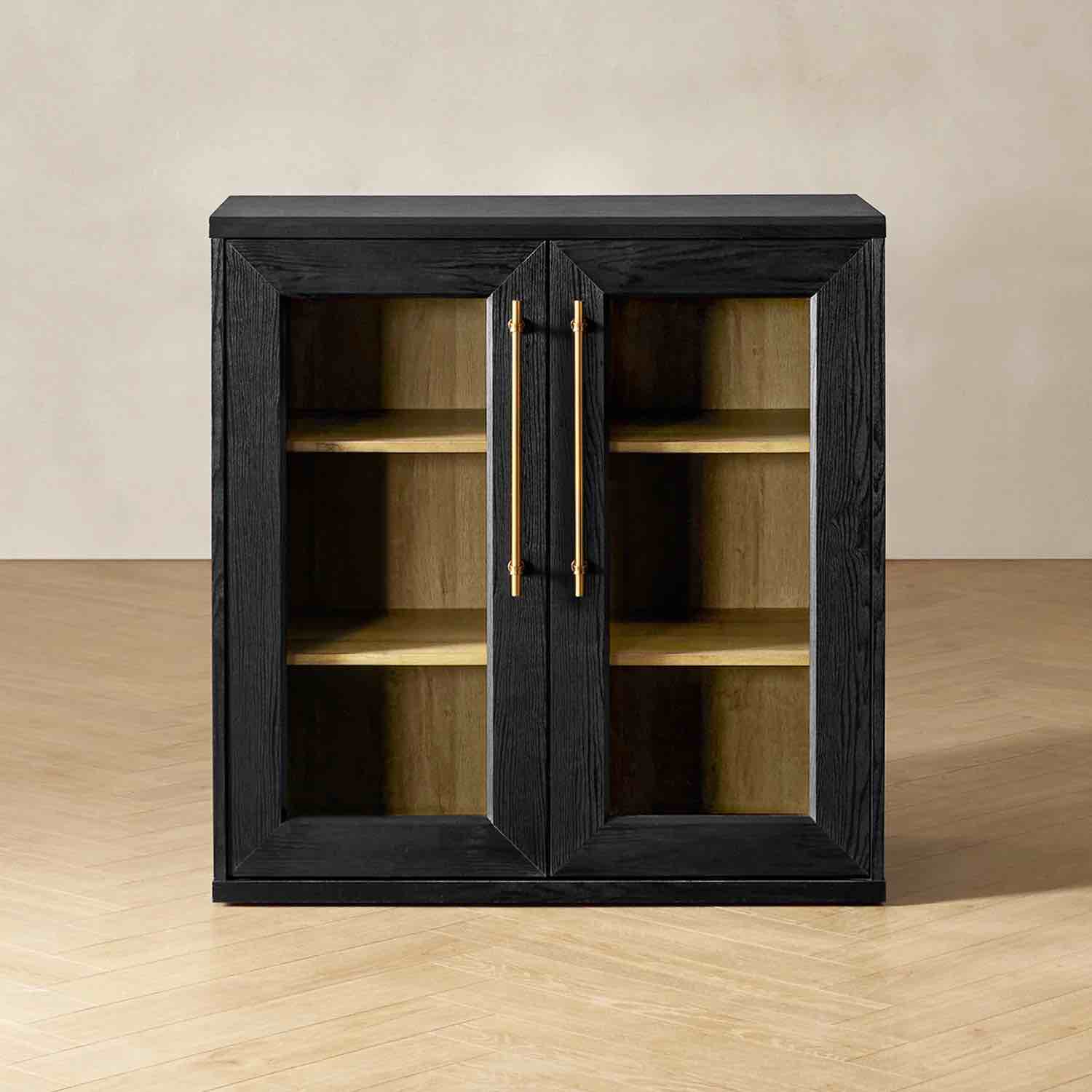 Blake accent cabinet black oak