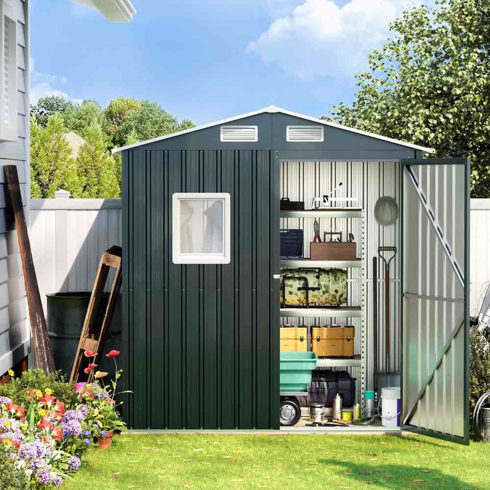 Lava Star Durable Metal Outdoor Storage Shed for Patio and Tools black