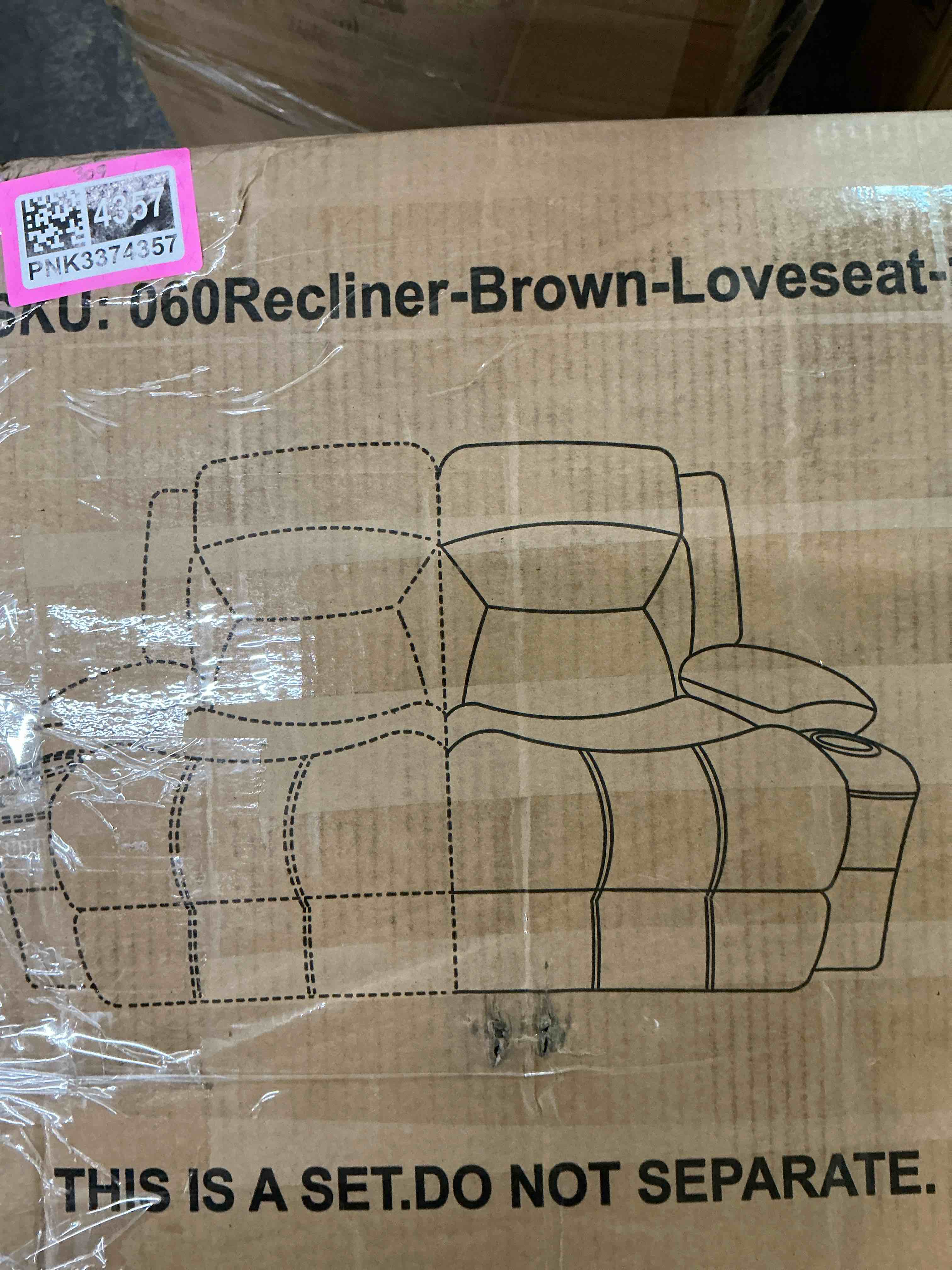 Incomplete sofa part 1 box of 2, missing box 2 of 2 color brown