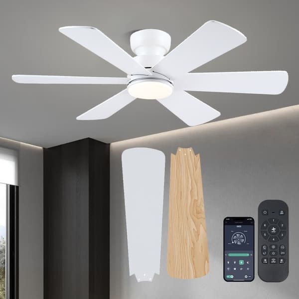 46/45 flush Mount ceiling fan 6 blade with lights and remote mode