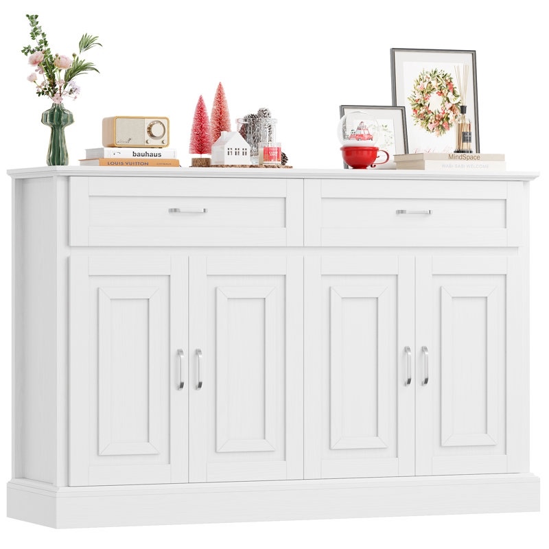 Guame 55.1 w kitchen sideboard with 2 wide drawers adjustable