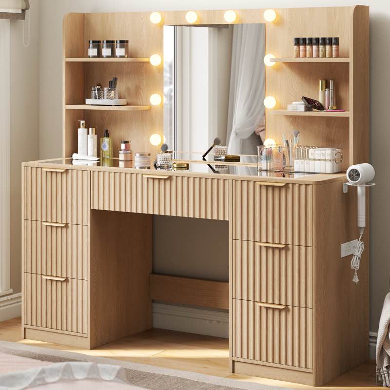 Dulane 47.2 w modern large vanity desk with 7drawers 4 shelves