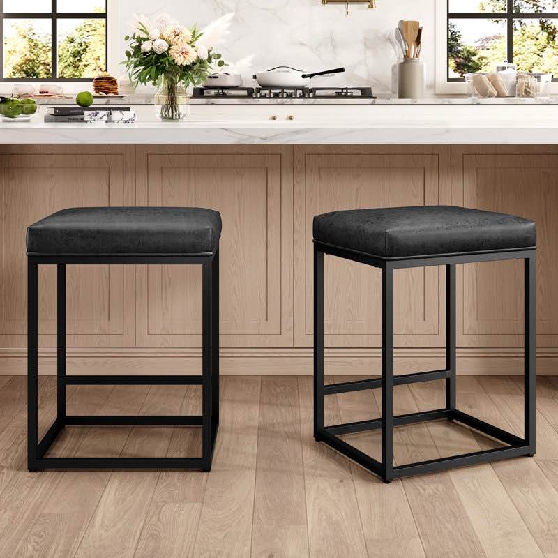 24 borough modern kitchen counter stool with upholstered faux