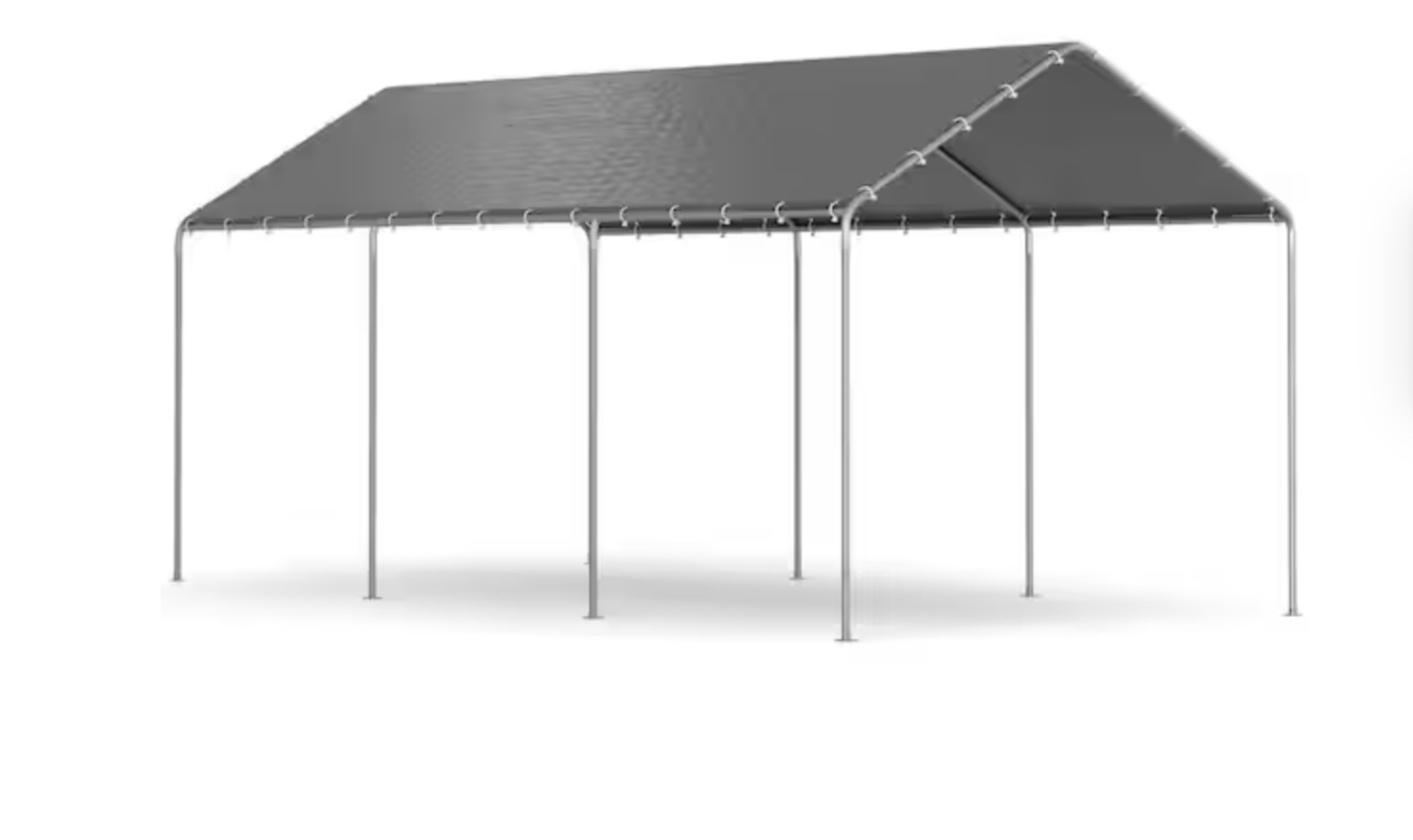 10 ft. W x 20 ft. D Outdoor Portable Carport Waterproof & UV Protected Garage Top Tarp Shelter Cover for Car, Boat, Grey