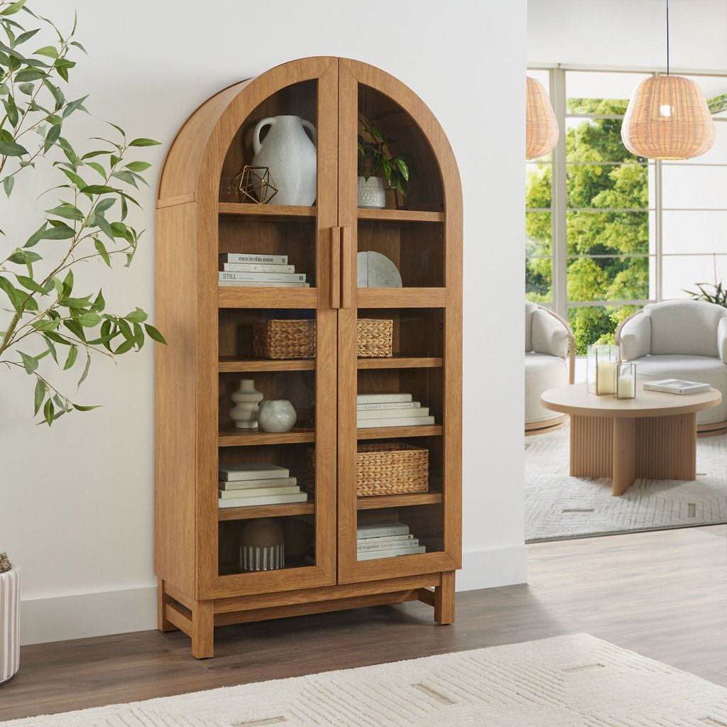 Better Homes & Gardens Juliet Arch Accent Cabinet, Light Honey Finish ( incomplete)