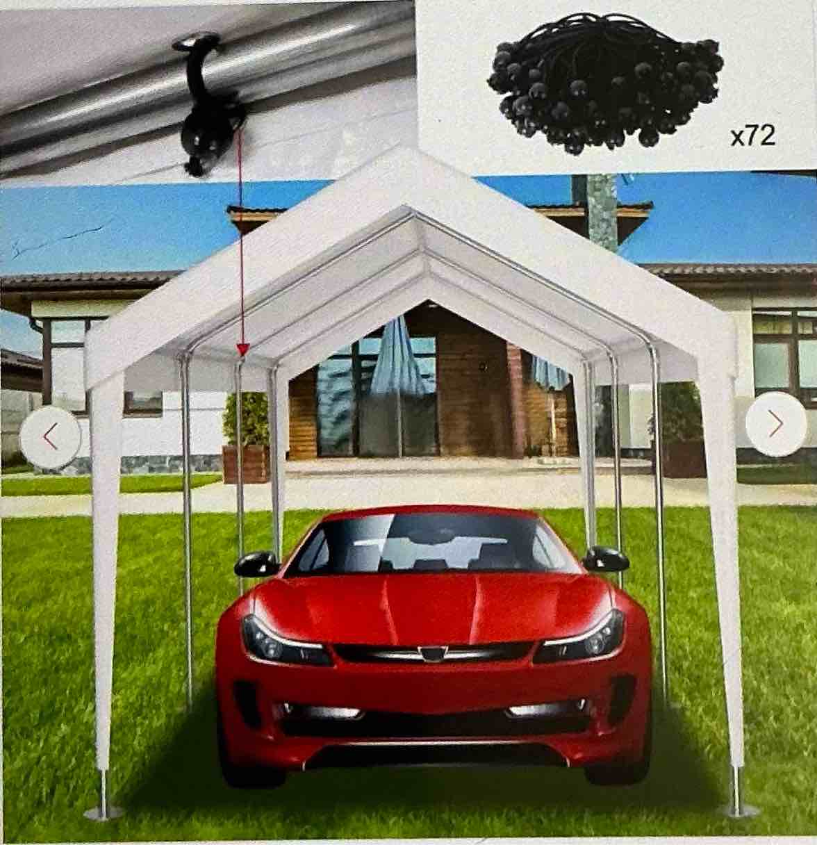 21.3. x 5.1x 14.9” . Carport Replacement Awning Cover with 72 Elastic Buckles for Garage Shelter, without Frame, White