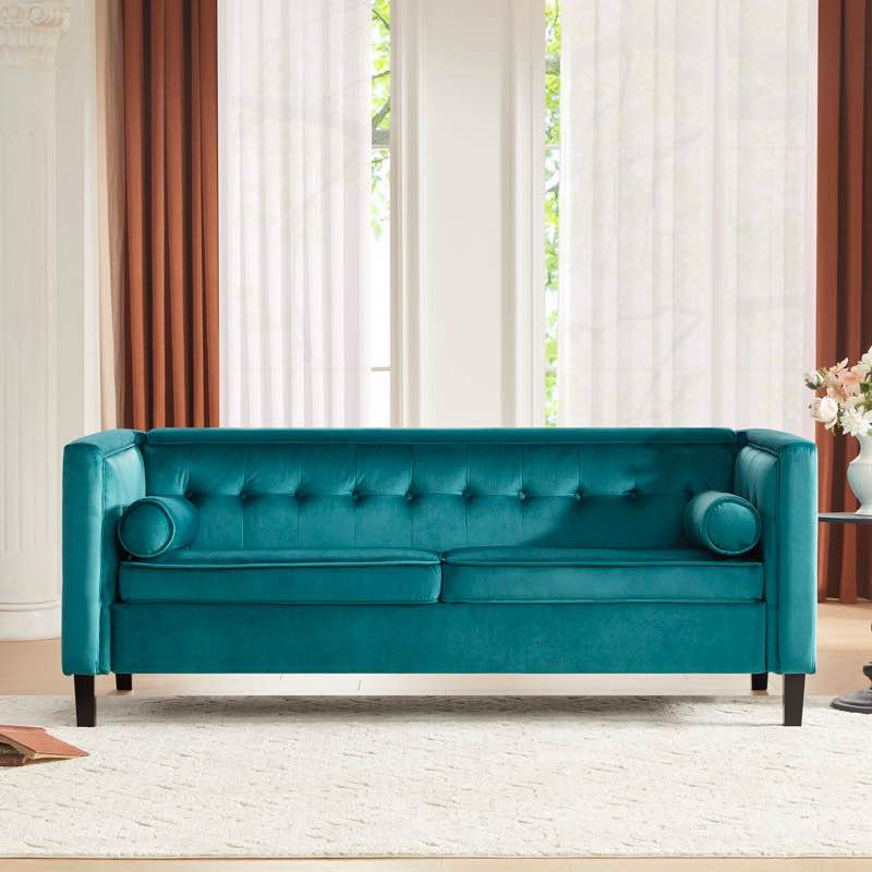 Chelsea 77 upholstered sofa color teal ( incomplete)