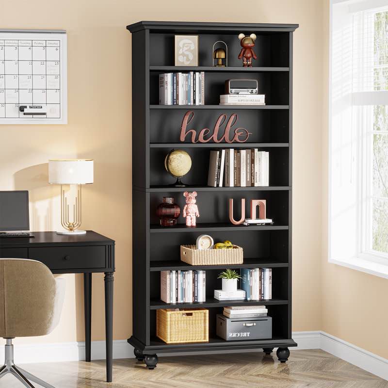 orthman 68.9 H x 28.35 w open bookcase bookshelf with adjustable black 