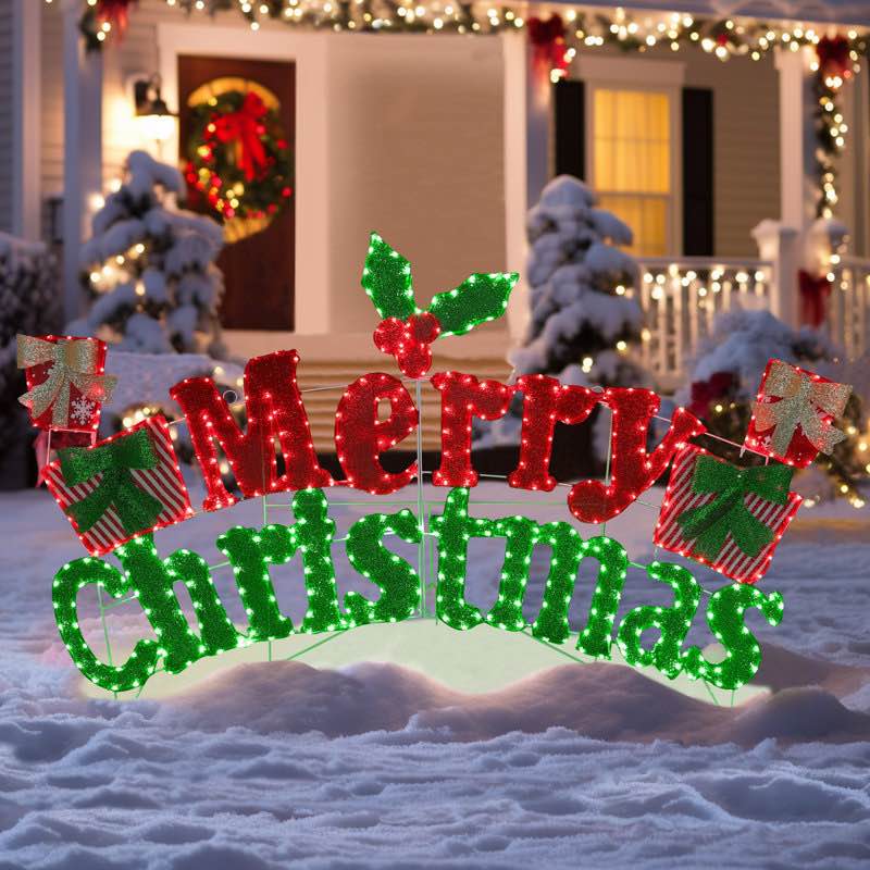 Gutierrez holiday merry Christmas sign yard decoration light display 