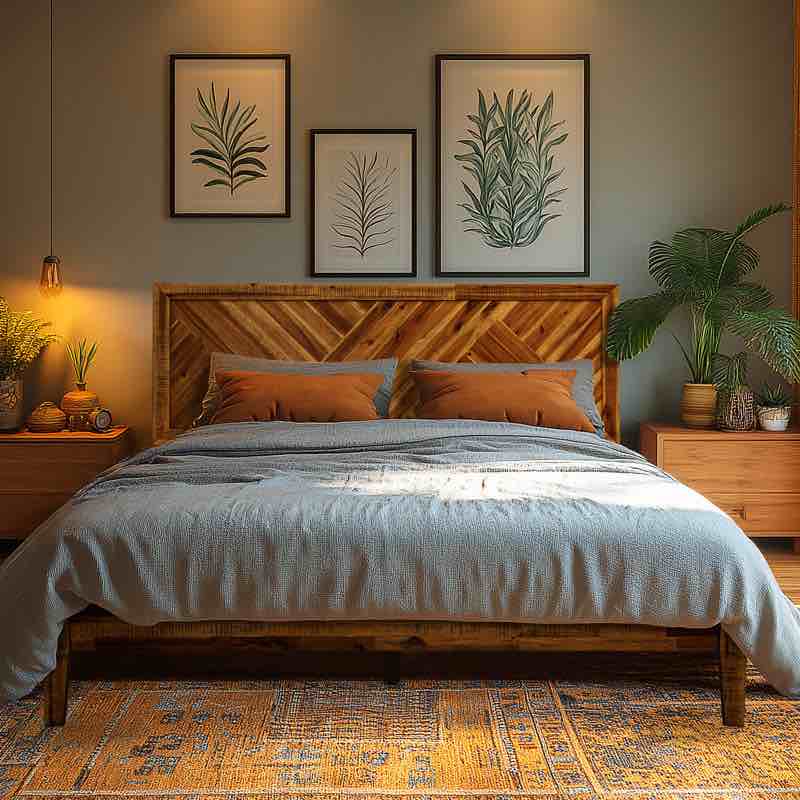 Gonsoulin solid wood bed frame with adjustable headboard handcart