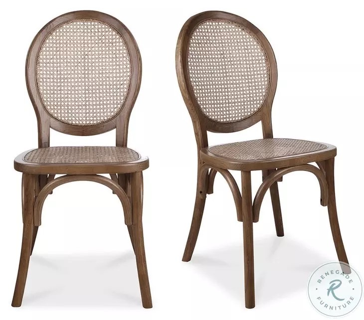 Rivalto solid wood side chair in brown set of 2