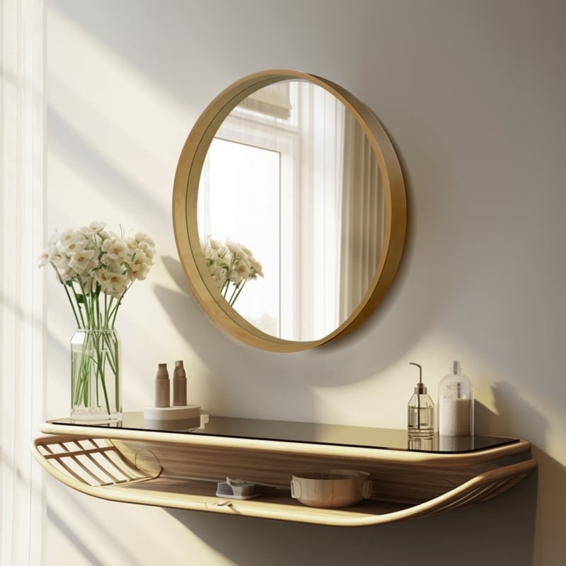 Karrina accent wood round mirror