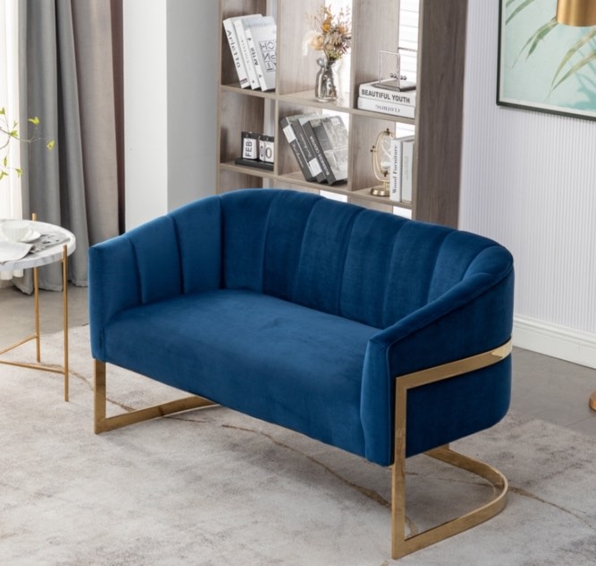 Tellico 50 velvet loveseat blue