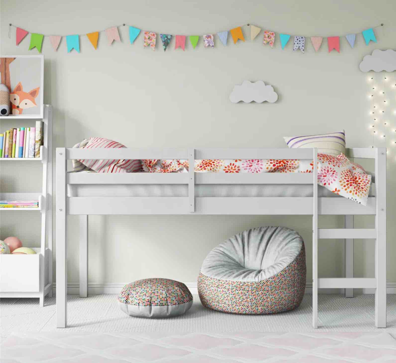 Shlemmer twin loft bed by Harriet bee (White )