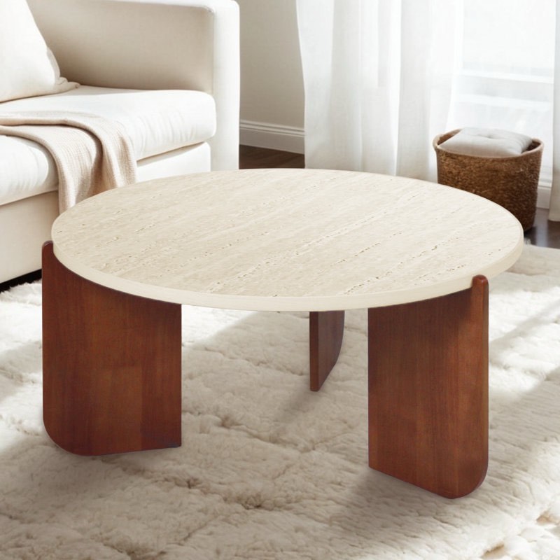 elegant round travertine texture Coffe table a 30 stone Coffe table