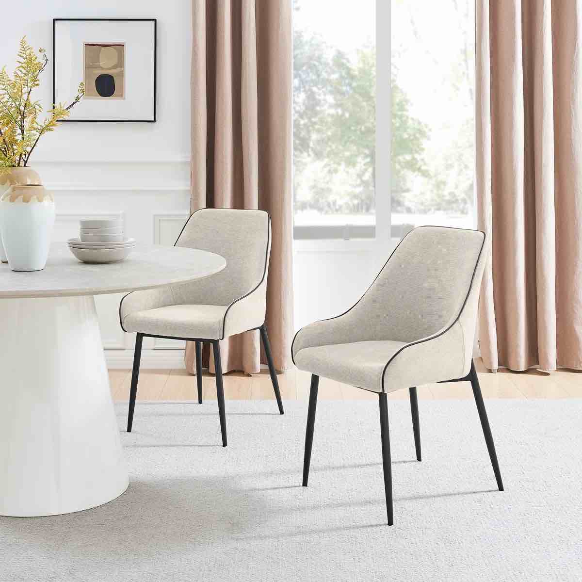 Ophelia luxury fabric upholstery dining chair with metal legs