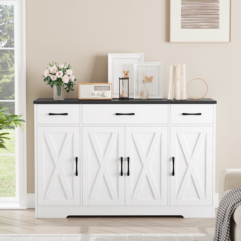 adra 55.1 sideboard with 3 drawers adjustable shelves 