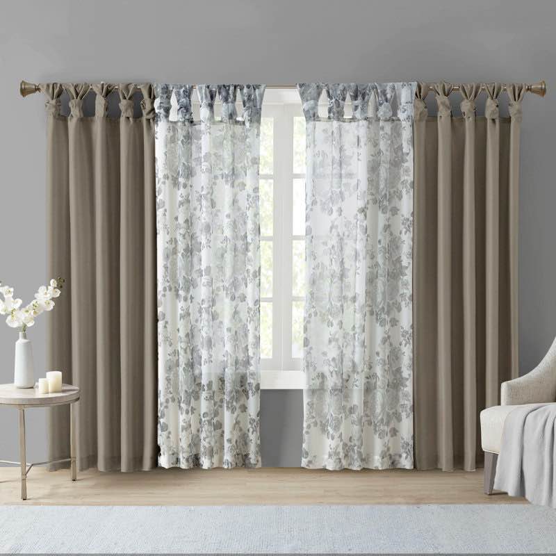 Rivau Faux Silk lined Twist Tad single window curtain 1 panel