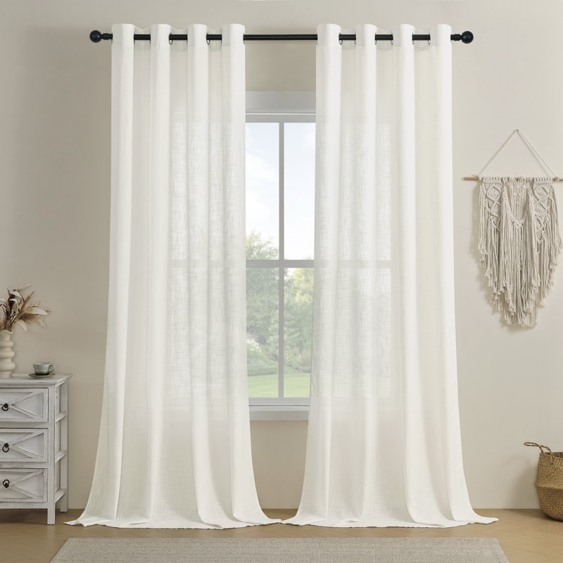 draycott polyester linen textured light filtering semi sheer gromm