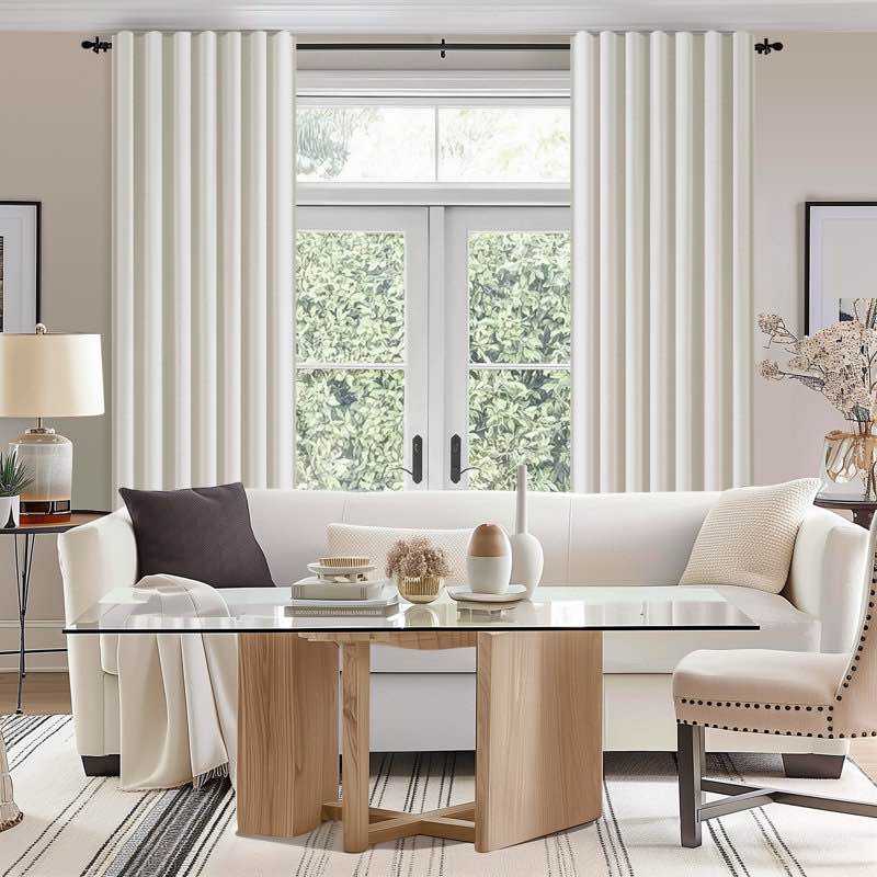 Ike Velvet 100% Blackout Curtains , Back Tab Hooks Drapes,Room Darking Thermal Insulated Drapes(Set of 2,With Hooks) (Set of 2)