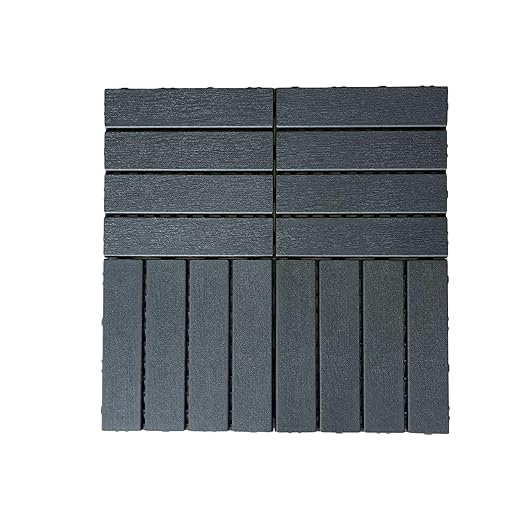 (44 Pieces=sq Ft) Interlocking Deck Tiles, 12"x12"x0.8" Plastic Patio Flooring Outdoor Waterproof, All Weather Use for Balcony Porch Backyard Poolside?Dark Grey and brown)(Assorted colors)836 per sq Ft
