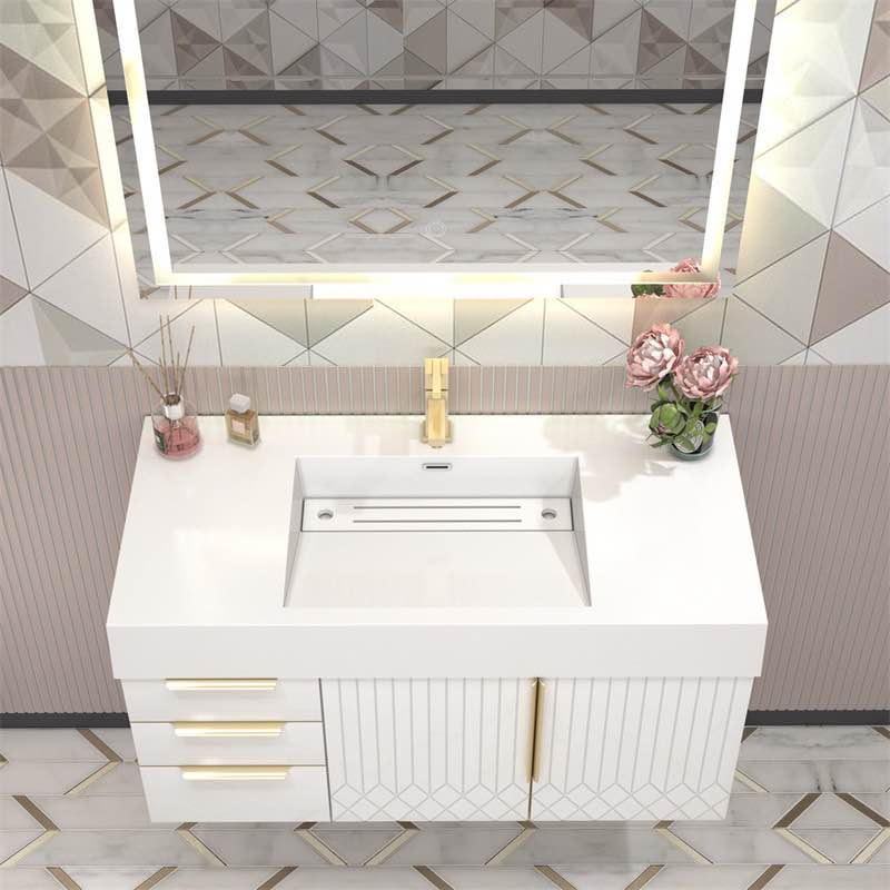 Milana floating bathroom vanity with reinforced acrylic sink in ( 2 box to pick up)