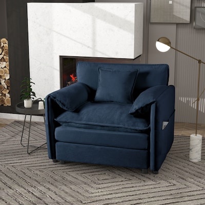 LOVMOR Blue Oversized Upholstered Armchair with Toss Pillow Modular Sectional
