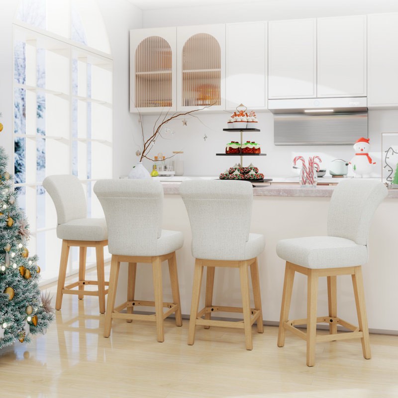 malakeh solid wood swivel counter & bar stool (1 piece)