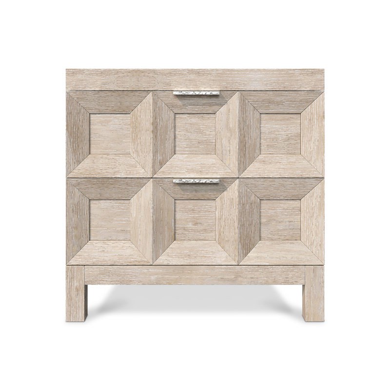 Prado 2 drawer solid wood nightstand in tawny