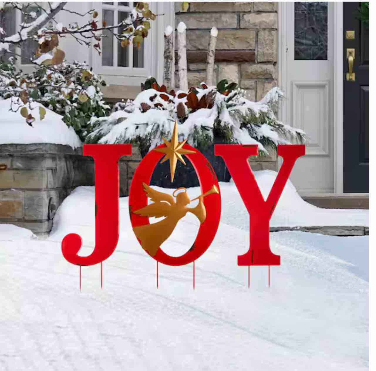 36 H metal Christmas joy angel yard stake or standing decor or