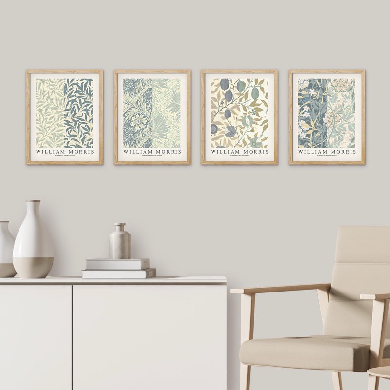 Botanical and floral design by William morris 4 pieces