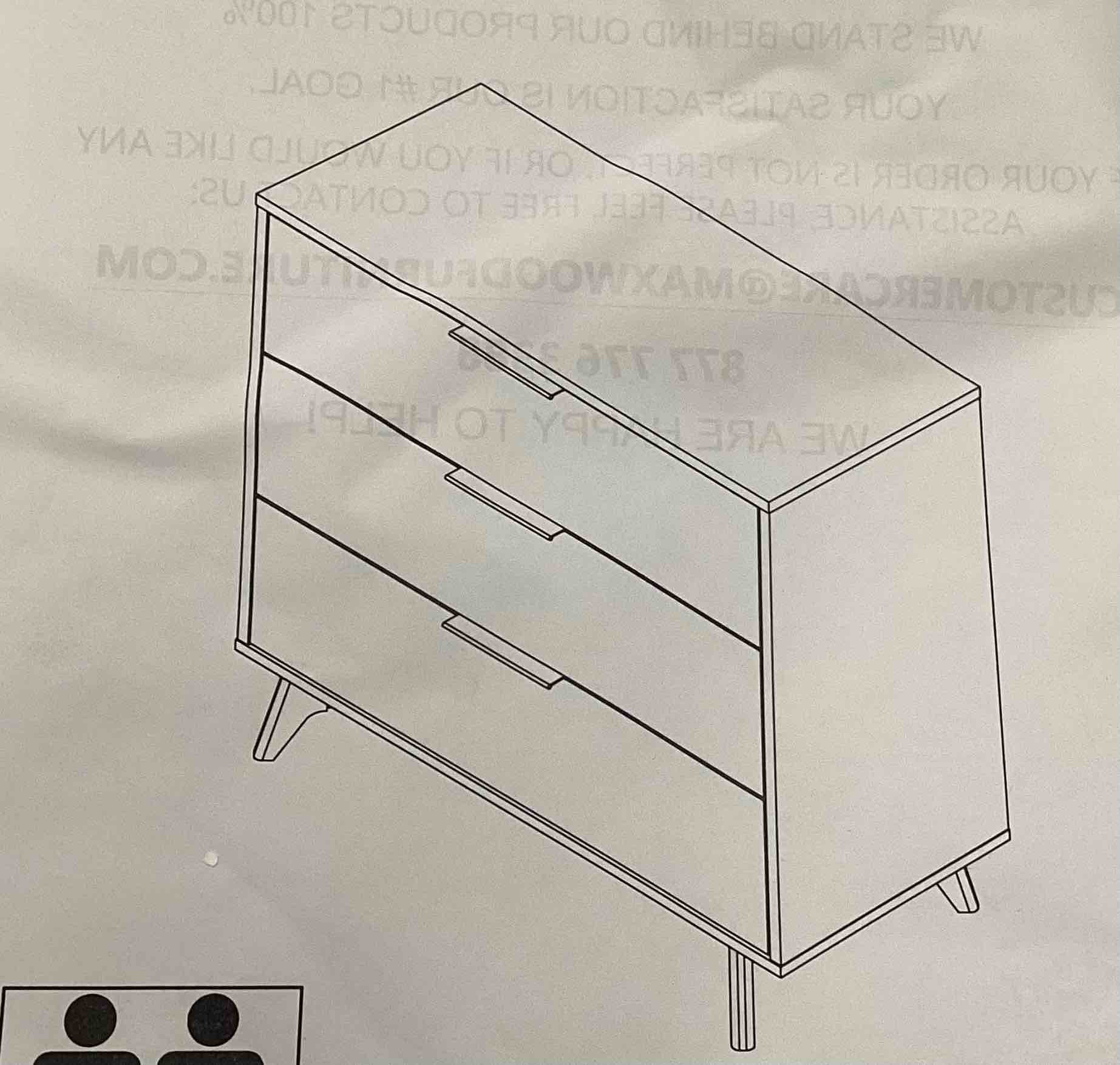 3 drawer dresser ( color walnut Brown, Brun de Noyer, Marrom Nogal)