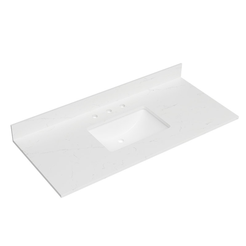 49 single bathroom vanity top with sink and faucet holes( white)