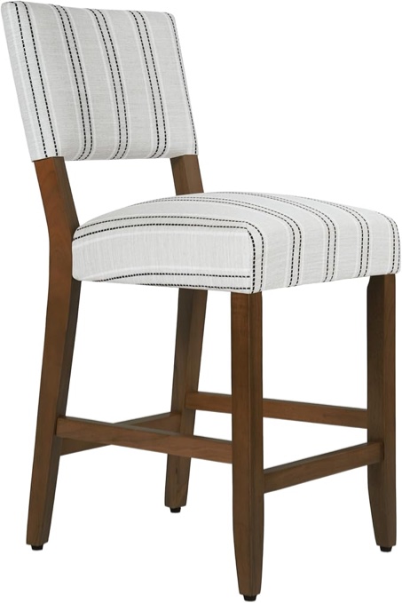 HomePop 24" Open Back Counter Stool|HomePop Home Décor|Fabric Chairs for Dining Room, Kitchen and Living Room - Black and White Stripe(Single Pack) 2 chairs