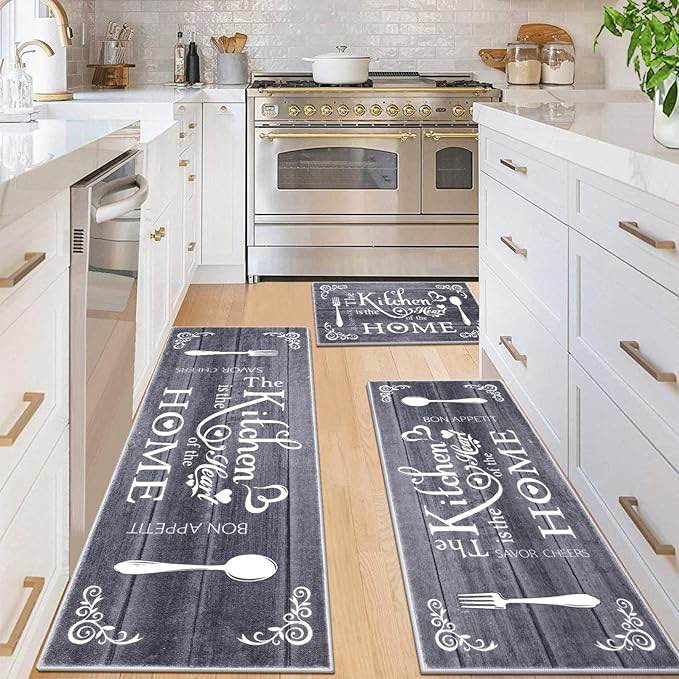 machine washable  non - slip kitchen mat set of 3