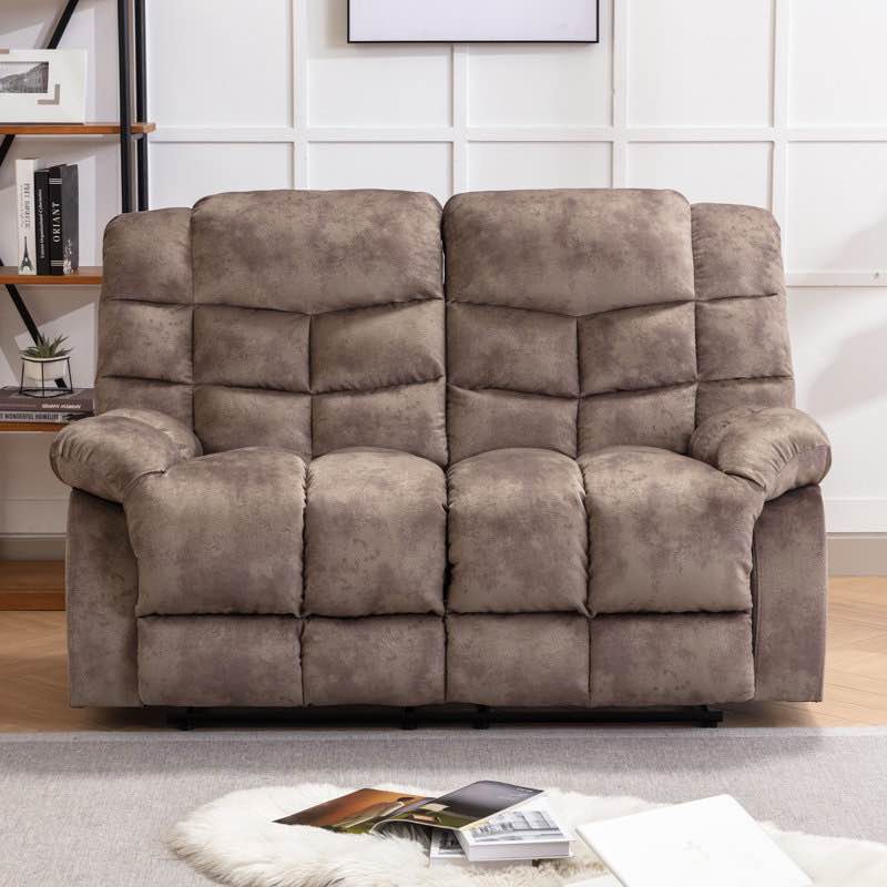 Edilmar 61.8'' Wide Modern and Super Soft Manual Reclining Loveseat Sofa Brown Microfiber/Microsuede