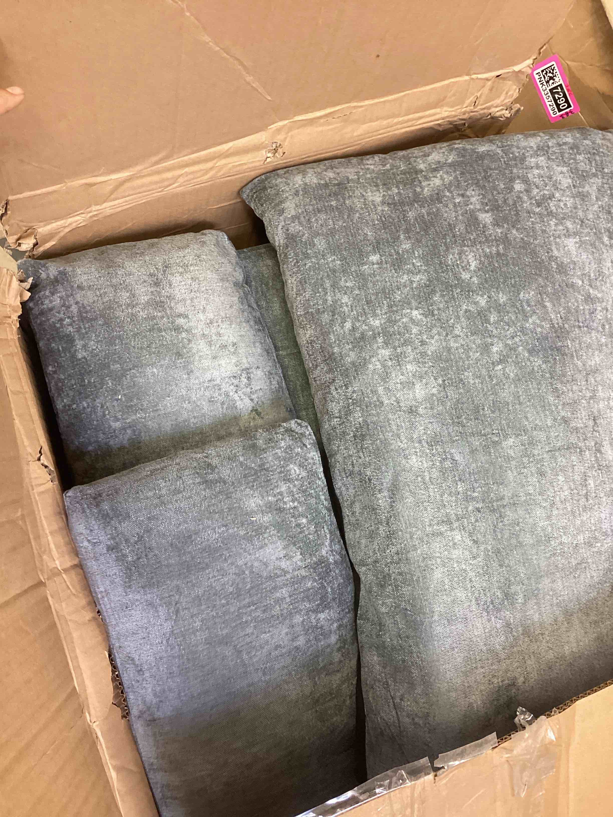 Condition photo showing As Is for 68 modern square Arm loveseat sofa( incomplete)