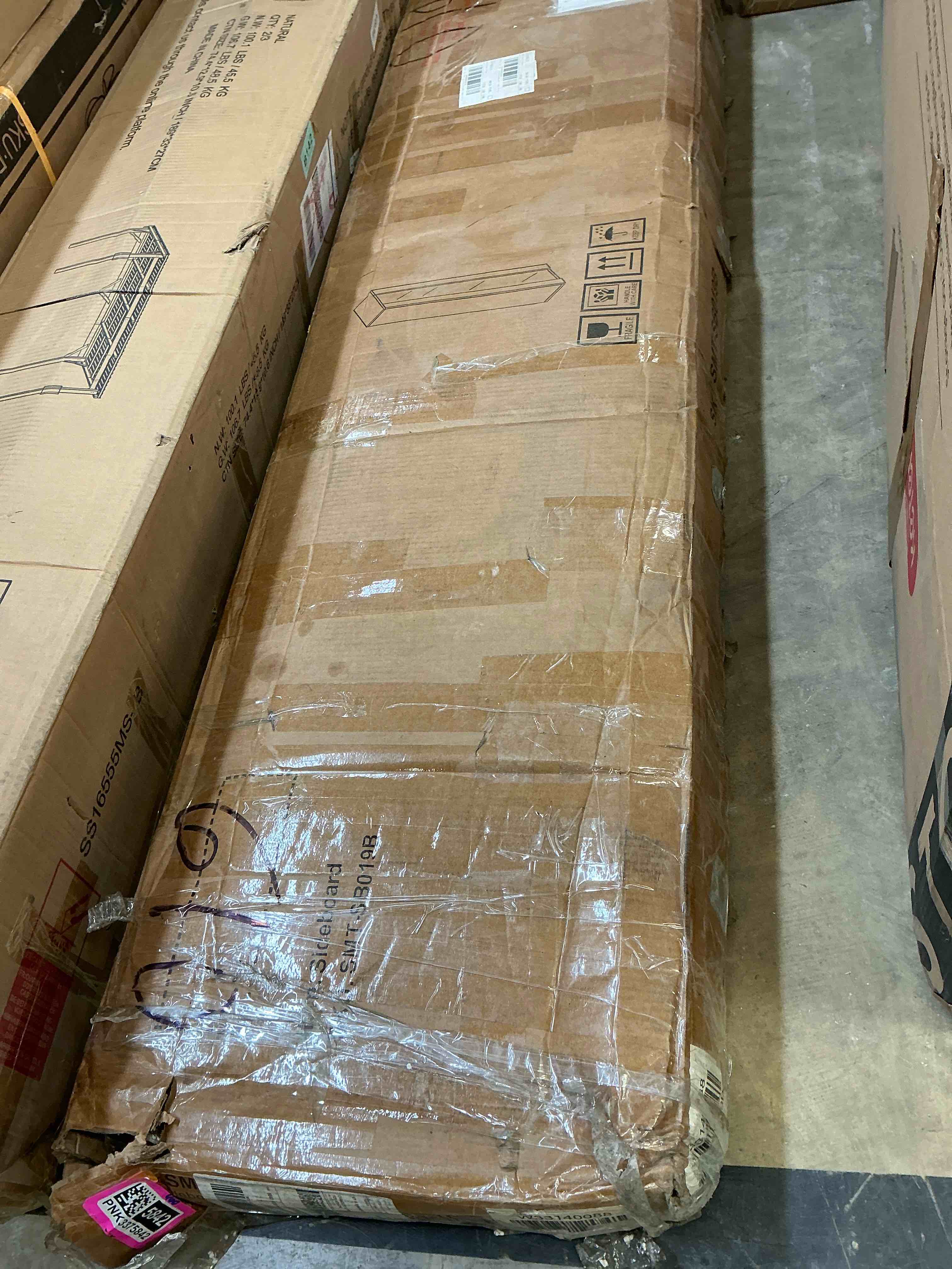 Condition photo showing As Is for Modern and elegant high storage cabinet, individual door color black ( incomplete) 