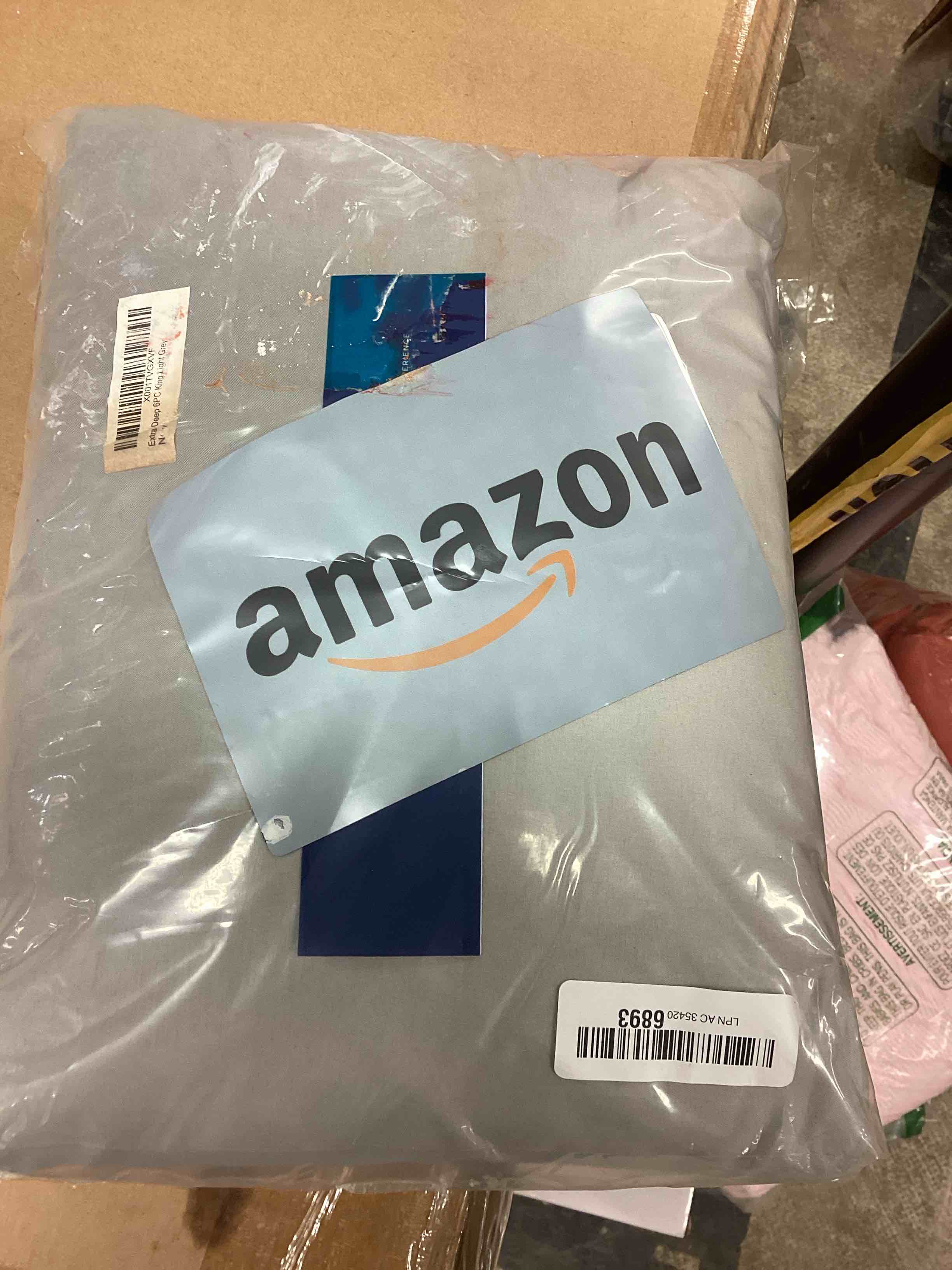 Condition photo showing As Is for Extra Deep King Sheet Set - 6 Piece Breathable & Cooling Sheets - Hotel Luxury Bed Sheets Set - Easy & Secure Fit - Soft, Wrinkle Free & Comfy Sheets Set - Light Grey Sheet Set with Extra Deep Pockets King 04 - Light Grey