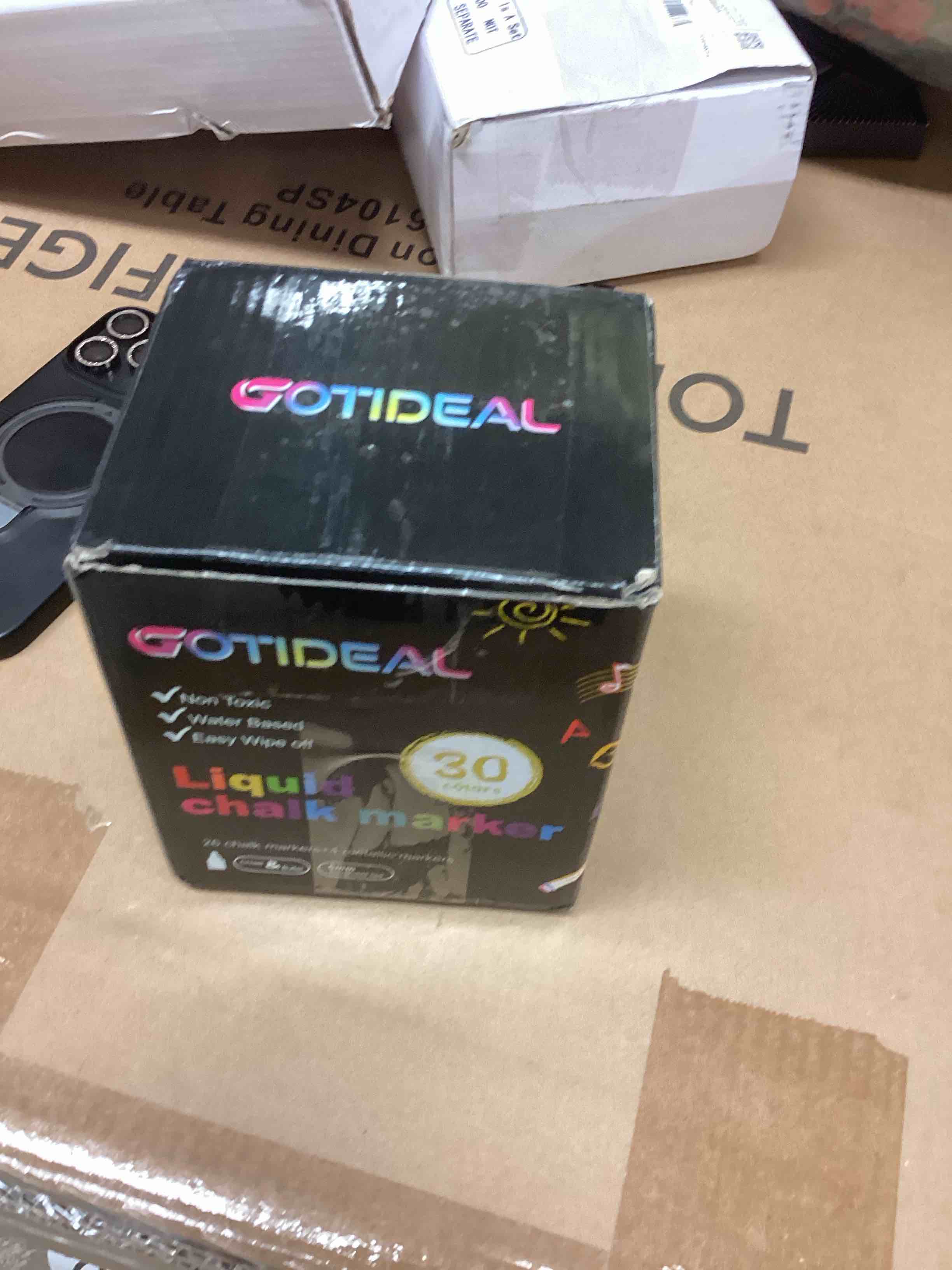 Condition photo showing As Is for GOTIDEAL Chalk Markers, 30 Colors Liquid Chalk Markers for Blackboard Chalkboard Calendar Glass Neon Pens, Washable Window markers Paint and Drawing for Car, Auto, Bistro,Mirror Wet Erase Chisel Tip Bold Tip-6mm