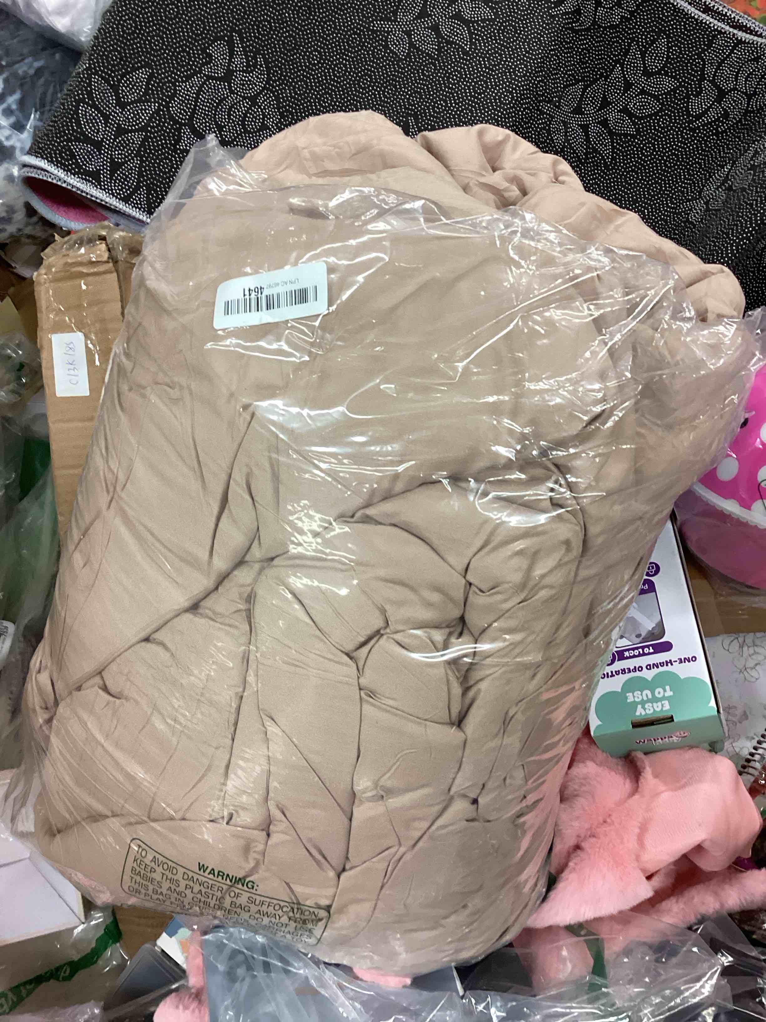 Condition photo showing Good Condition for CozyLux King Size Comforter Set Taupe Seersucker 7 Pieces Bed in a Bag King Comforter Set with Sheets, Luxury Soft Bedding Set with Down Alternative Comforter, Sheets, Pillowcases & Shams All Seasons Taupe King