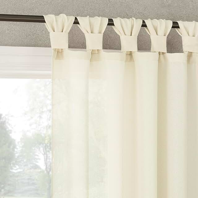 40"x84" No. 918 Light Filtering Semi-Sheer Hathaway Twist Tab Top Curtain Panel Ivory