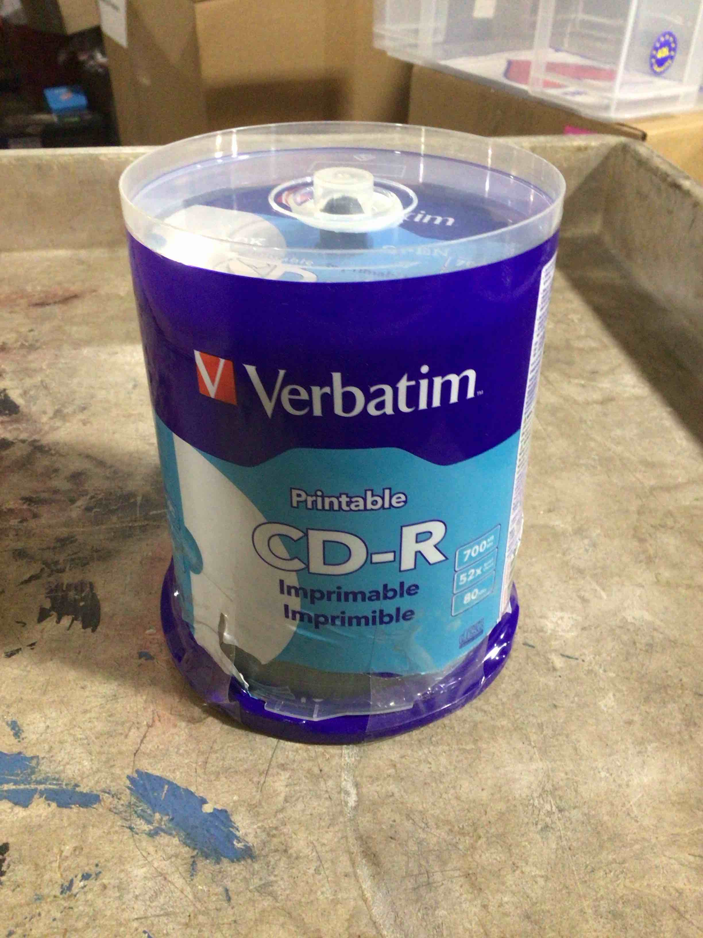 Verbatim® CD-R Printable Disc Spindle, White, Pack Of 100