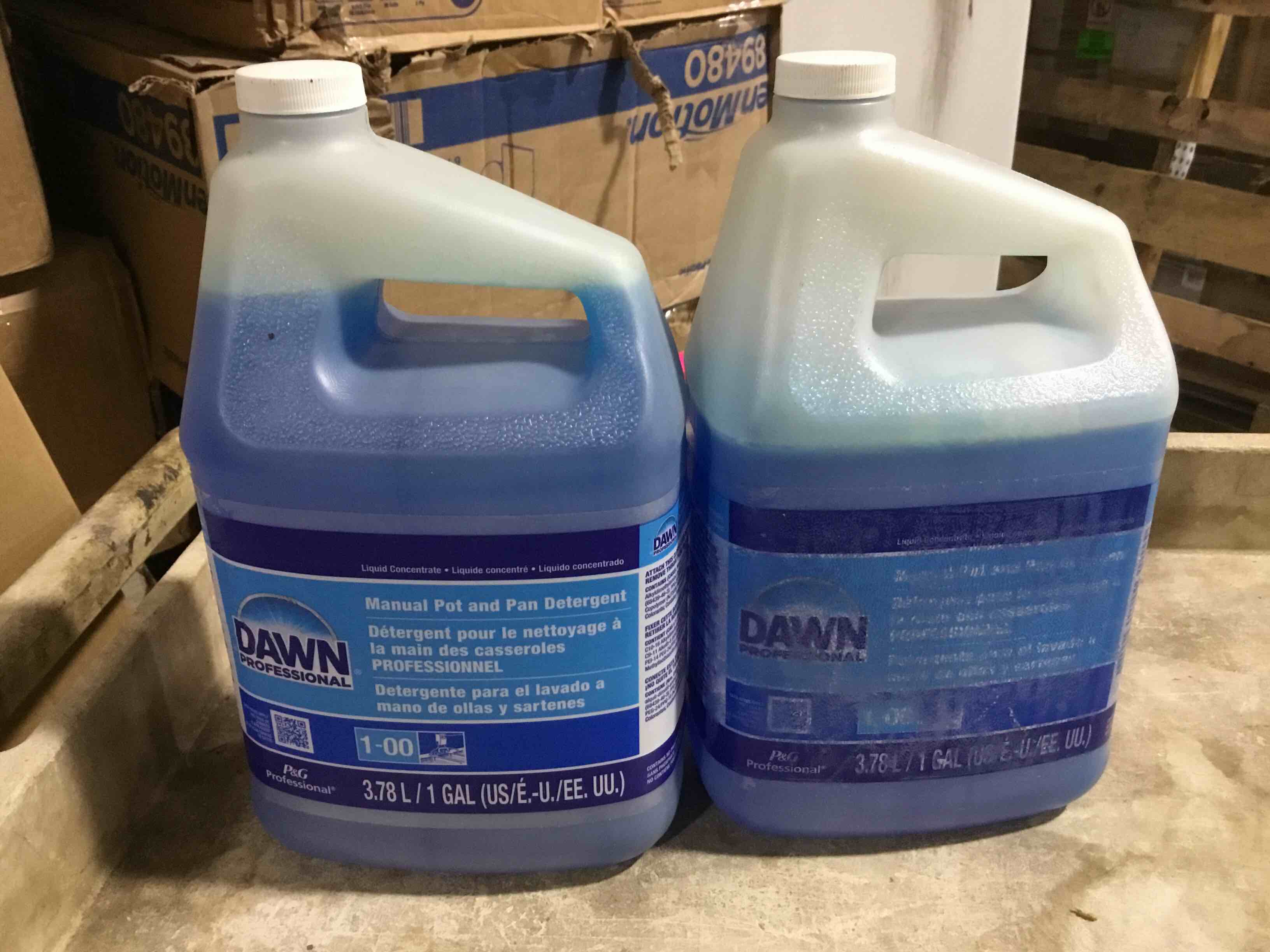 Pack of 2 Dawn Professional Manual Pot/Pan Dish Detergent Orig Scent 1 gal Closed-Loop Plastic Jug 57446