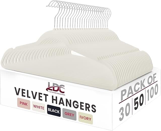 2 Sets Velvet Covered Hangers, white