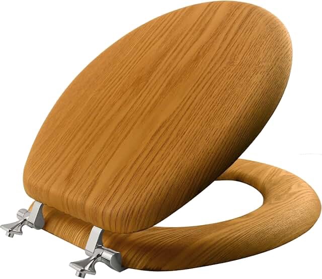 Source round toilet seat oak finish