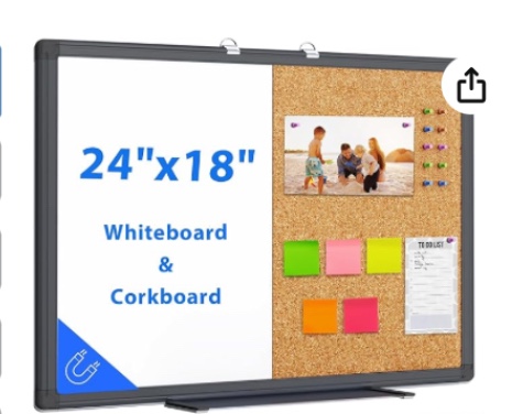 24” x 18” Cork and Dry Eraser Wall Board
