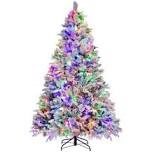 6’ GREEN PVC HINGED FLOCKED TREE WITH 250 LED MULTI COLOR LIGHTS